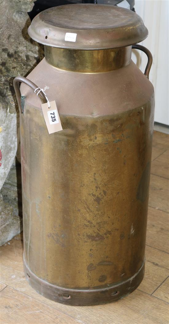 A Victorian brass milk churn W.40cm approx.